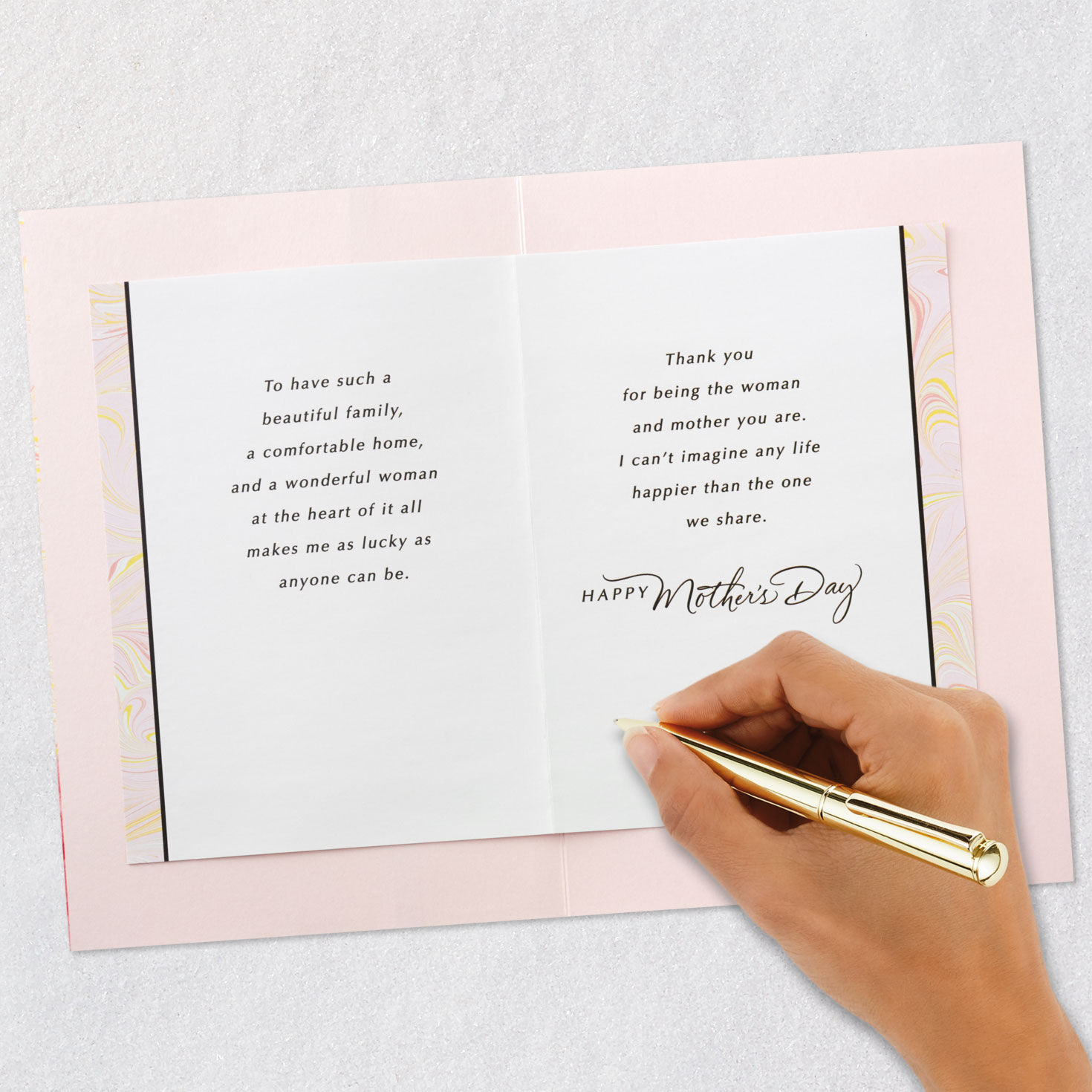 Elegant Pink Flowers Mother's Day Card for Wife signing card image number 7