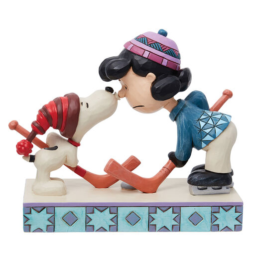 Jim Shore Peanuts Snoopy and Lucy Playing Hockey Figurine, 4.75", 