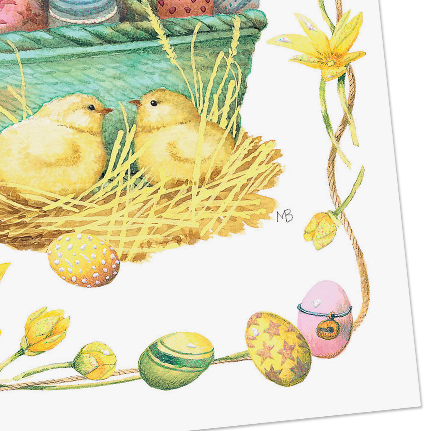 Painted Eggs in Basket with Chicks Easter Cards Card Front Detail image number 5