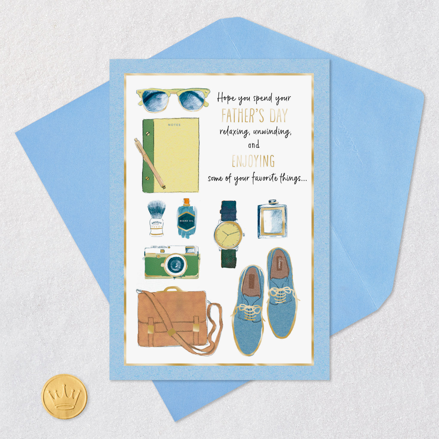 Men's Self-Care and Everyday Items Father's Day Card Card Front with Envelope and Gold Seal image number 5