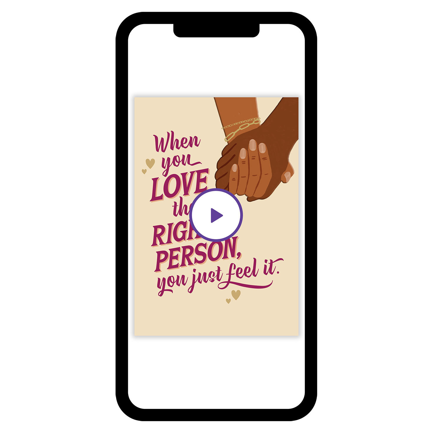 Two Black Hands Personalized Love Card phone with card front image number 1