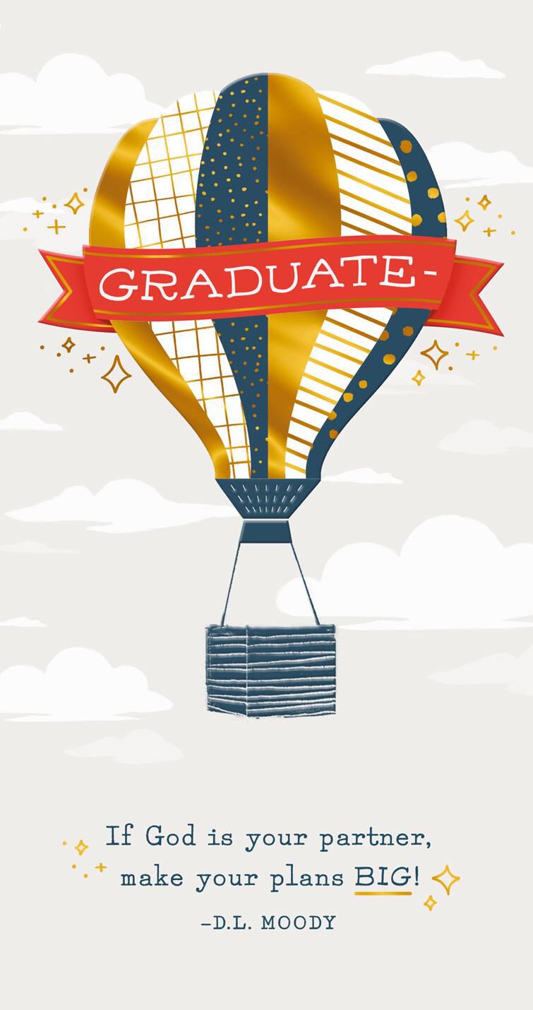 Hot Air Balloon Religious Graduation Money Holder Card