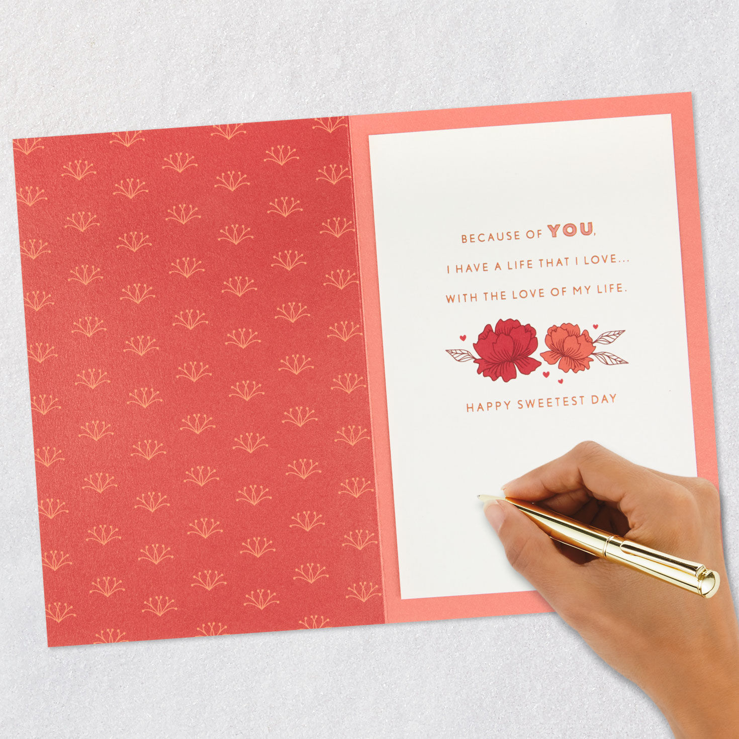 Orange, Red and Gold Flowers Sweetest Day Card for Wife Signing card image number 6