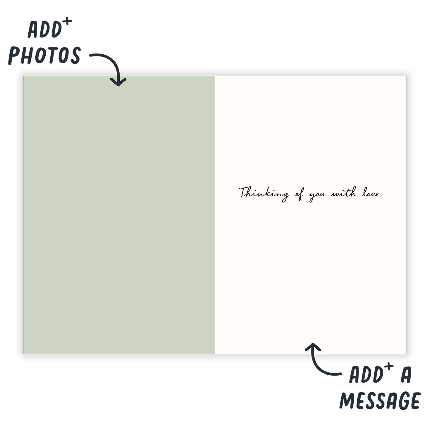 Green and White Personalized Sympathy Card Open Card indicating personalization image number 3