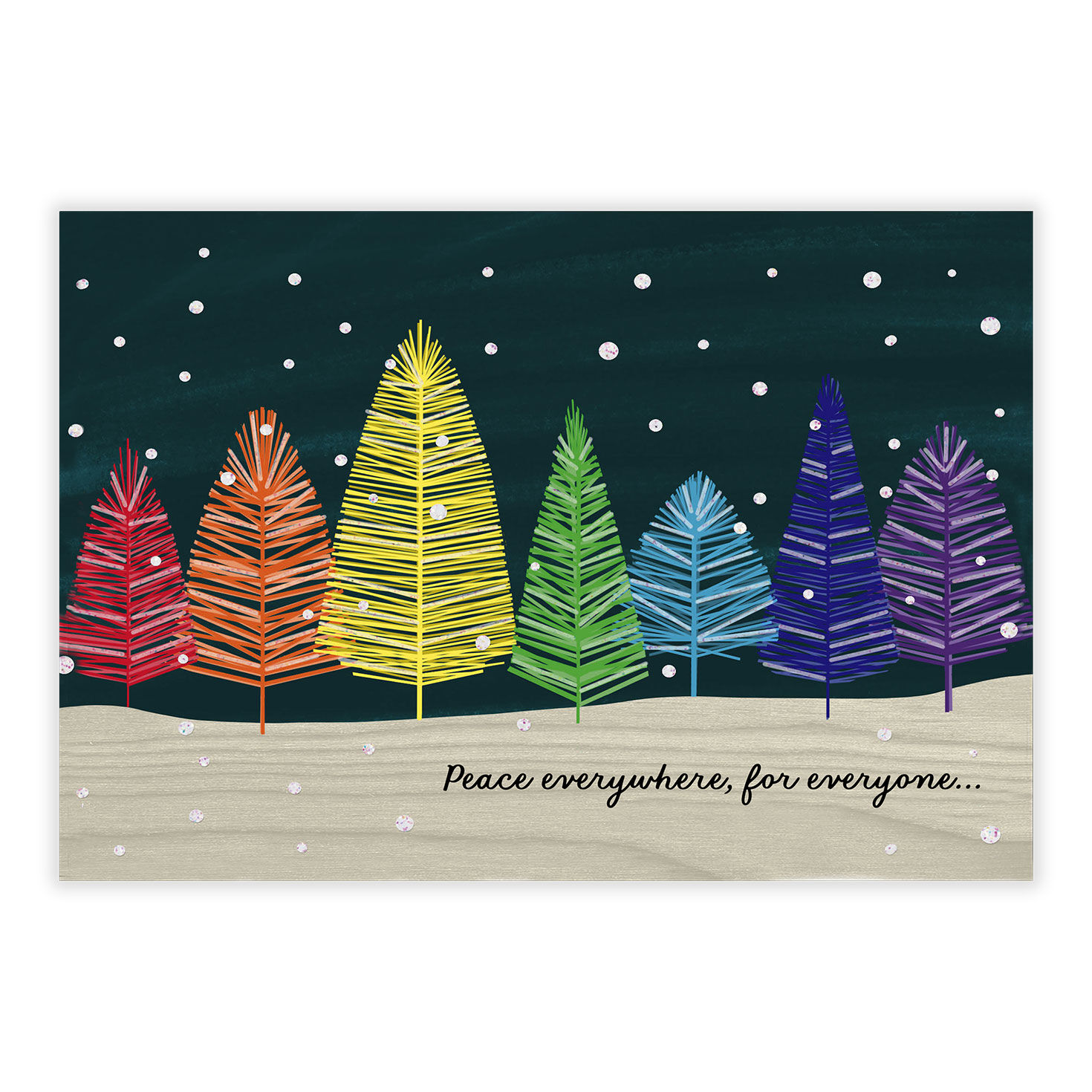 Modern Colored Trees Personalized Holiday Card front image number 2
