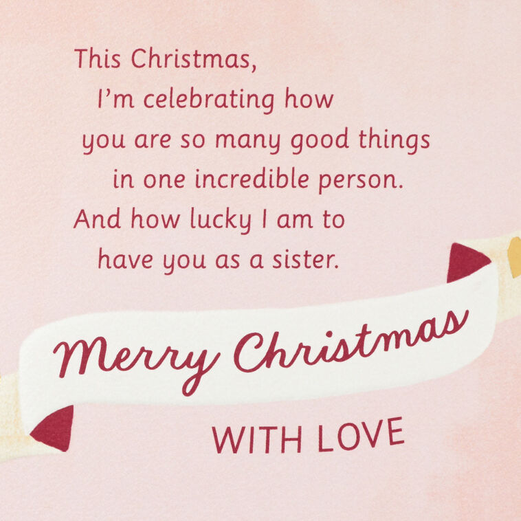 Merry Christmas With Love Christmas Card for Sister, , large image number 2