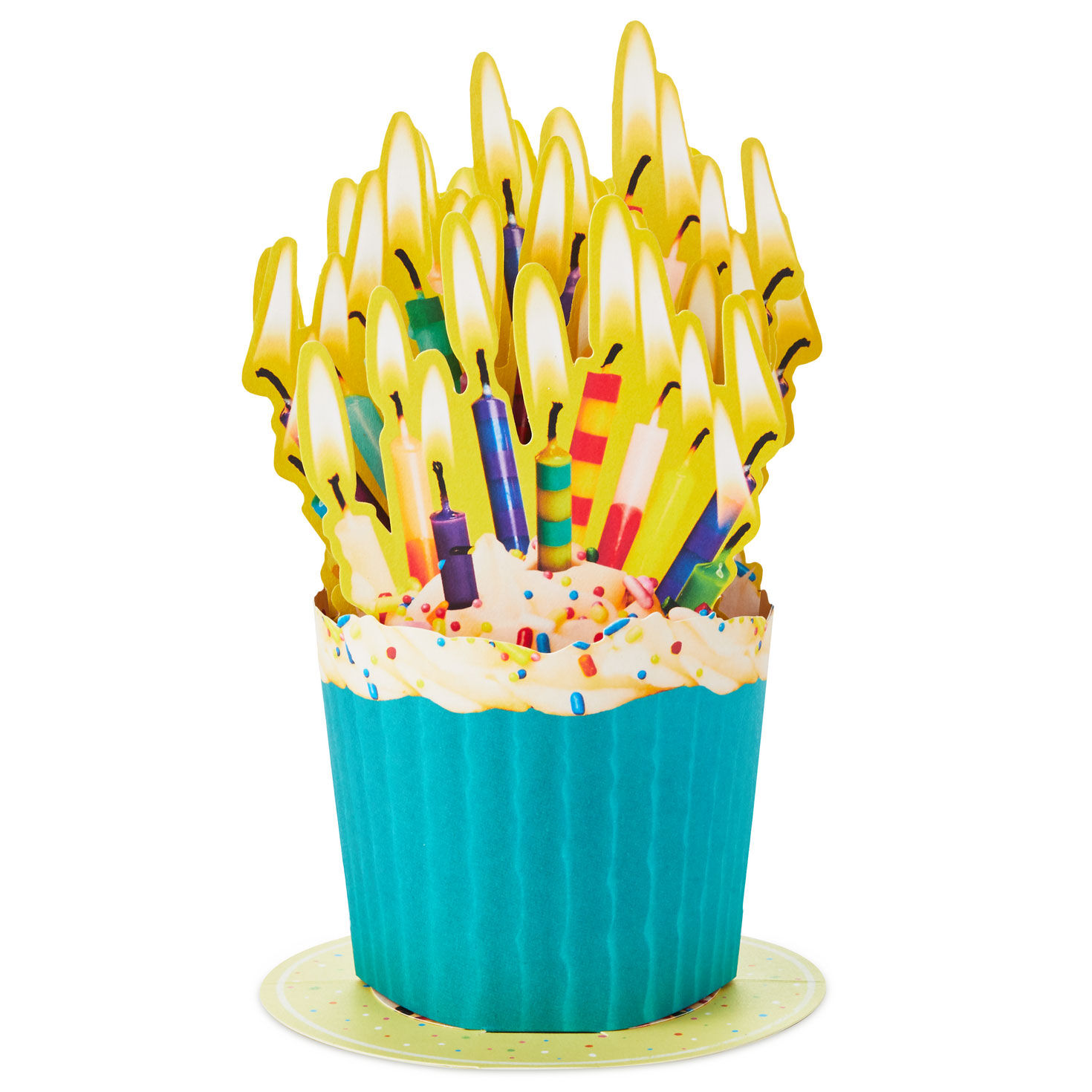 Flaming Candles on Cupcake Funny Pop-Up Birthday Card Pop-up Card Back image number 2
