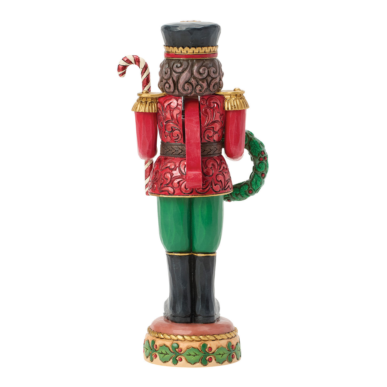Toy Soldier With Wreath, Candy Cane Jim Shore Statue Back image number 3