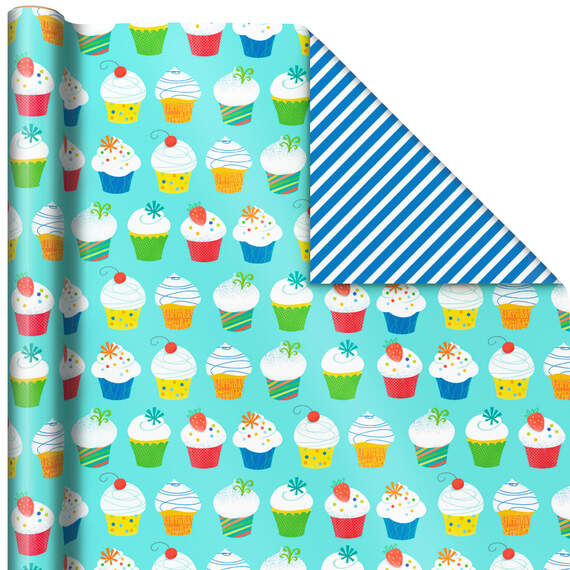 Bright Birthday 3-Pack Reversible Wrapping Paper, , large image number 5