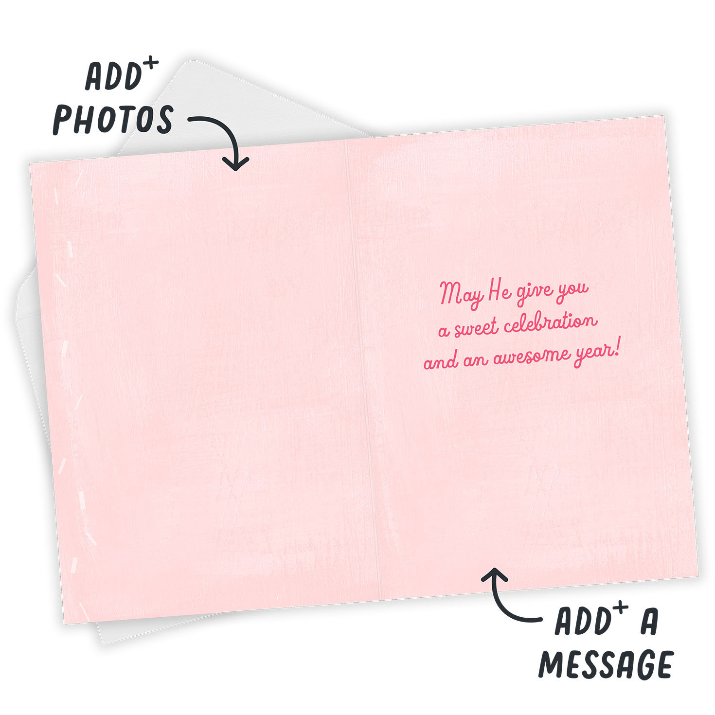 God's Miracle Fun Letters Personalized Birthday Card Open Card with Envelope indicating personalization image number 3