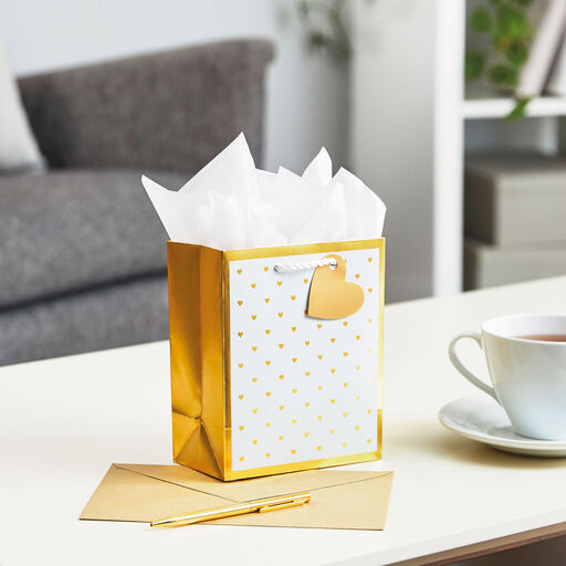 6.5" Mini Hearts on White Small Gift Bag, 