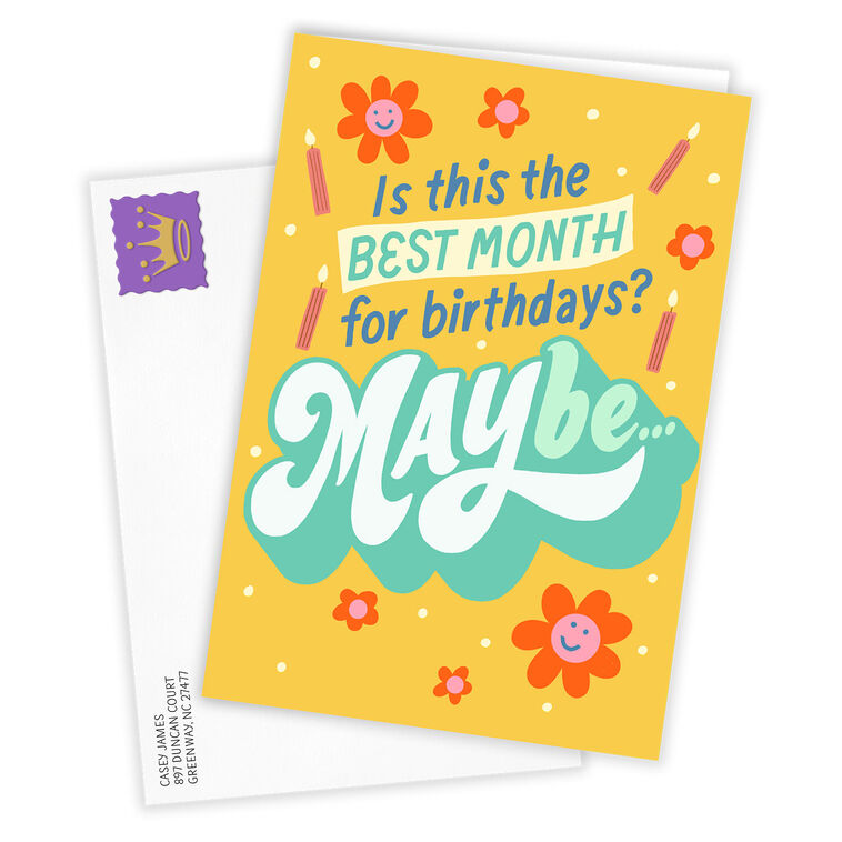 Maybe Best Month Personalized Birthday Card Card Front with Envelope image number 2