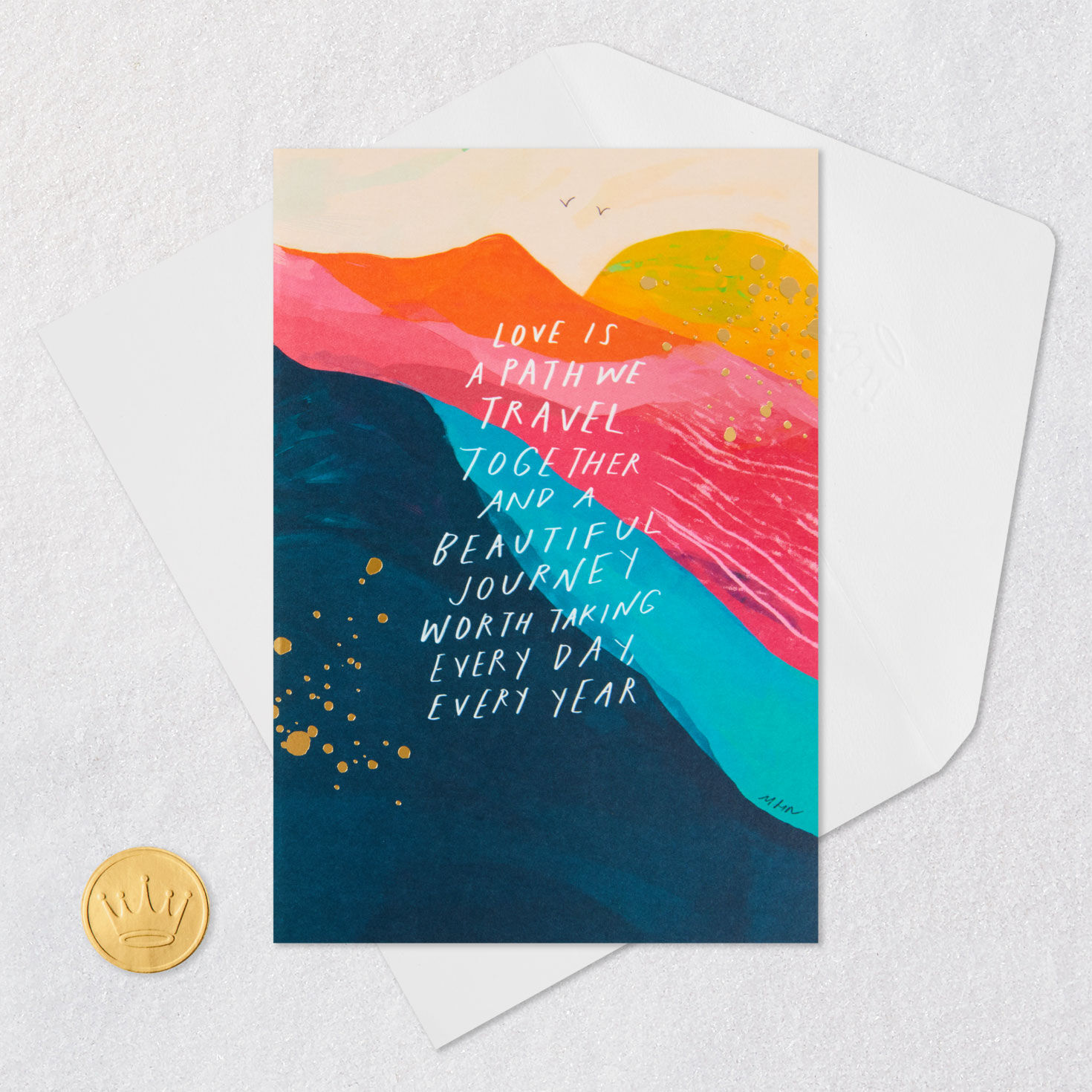 Morgan Harper Nichols Pink and Teal Landscape Anniversary Card  image number 5