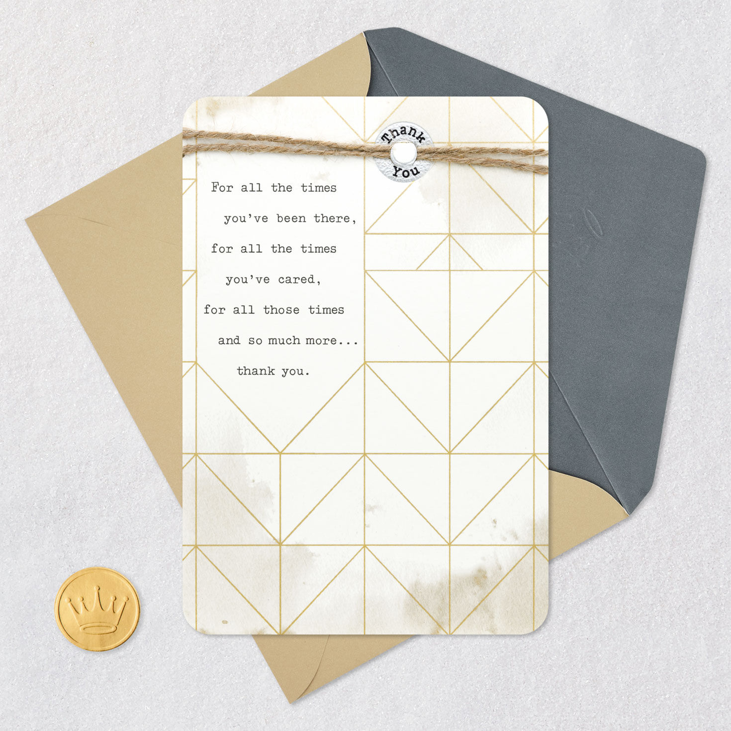 Thank You Token on Jute Twine Father's Day Card Card Front with Envelope and Gold Seal image number 5