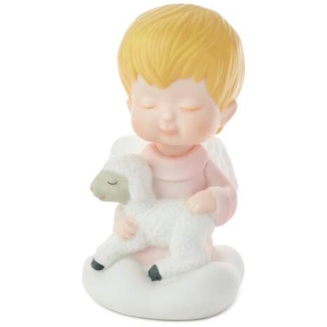 Mary's Angels Girl Angel and Lamb Porcelain Figurine, 3", , large