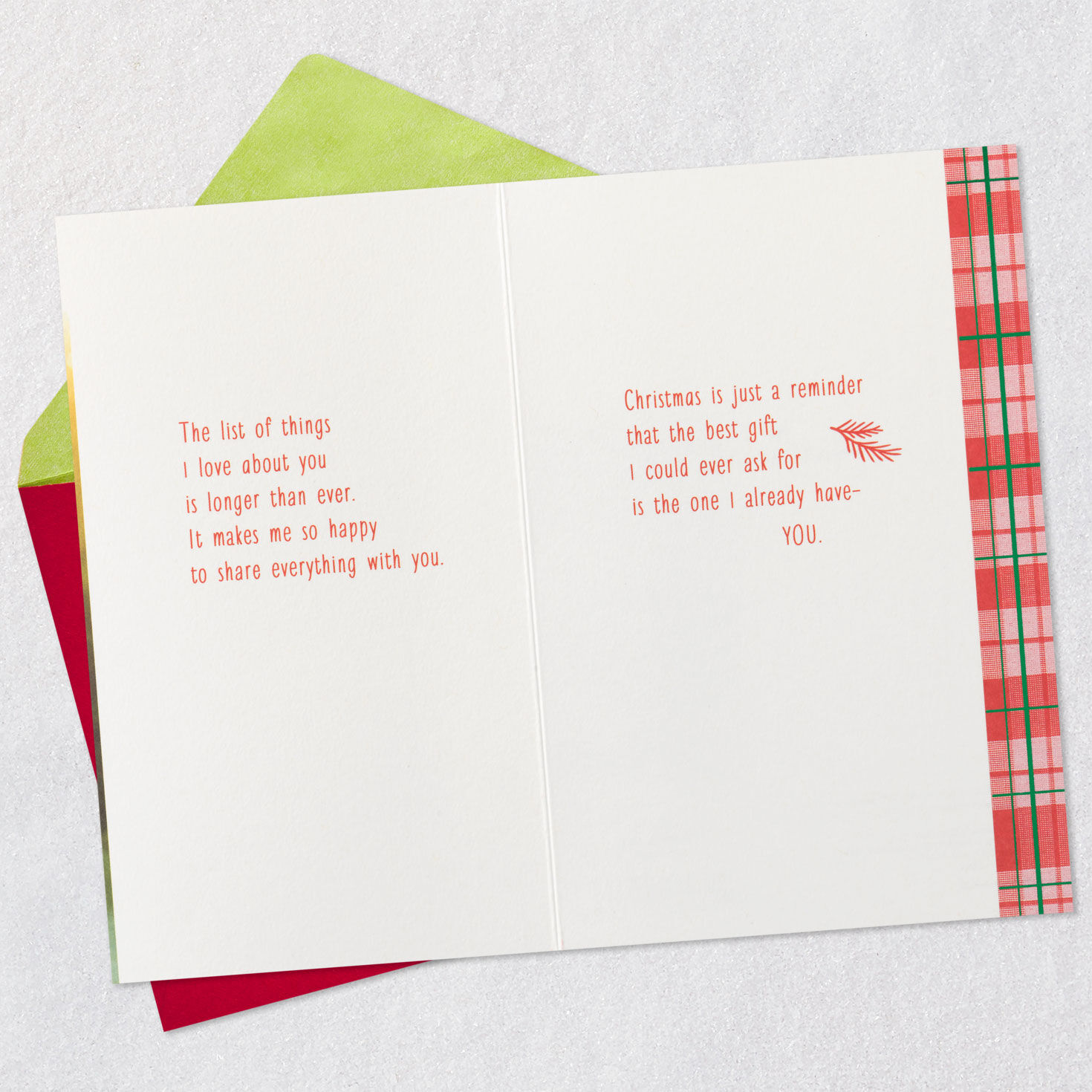 Christmas Tree Plaid Christmas Card for Husband Open card with envelope image number 4
