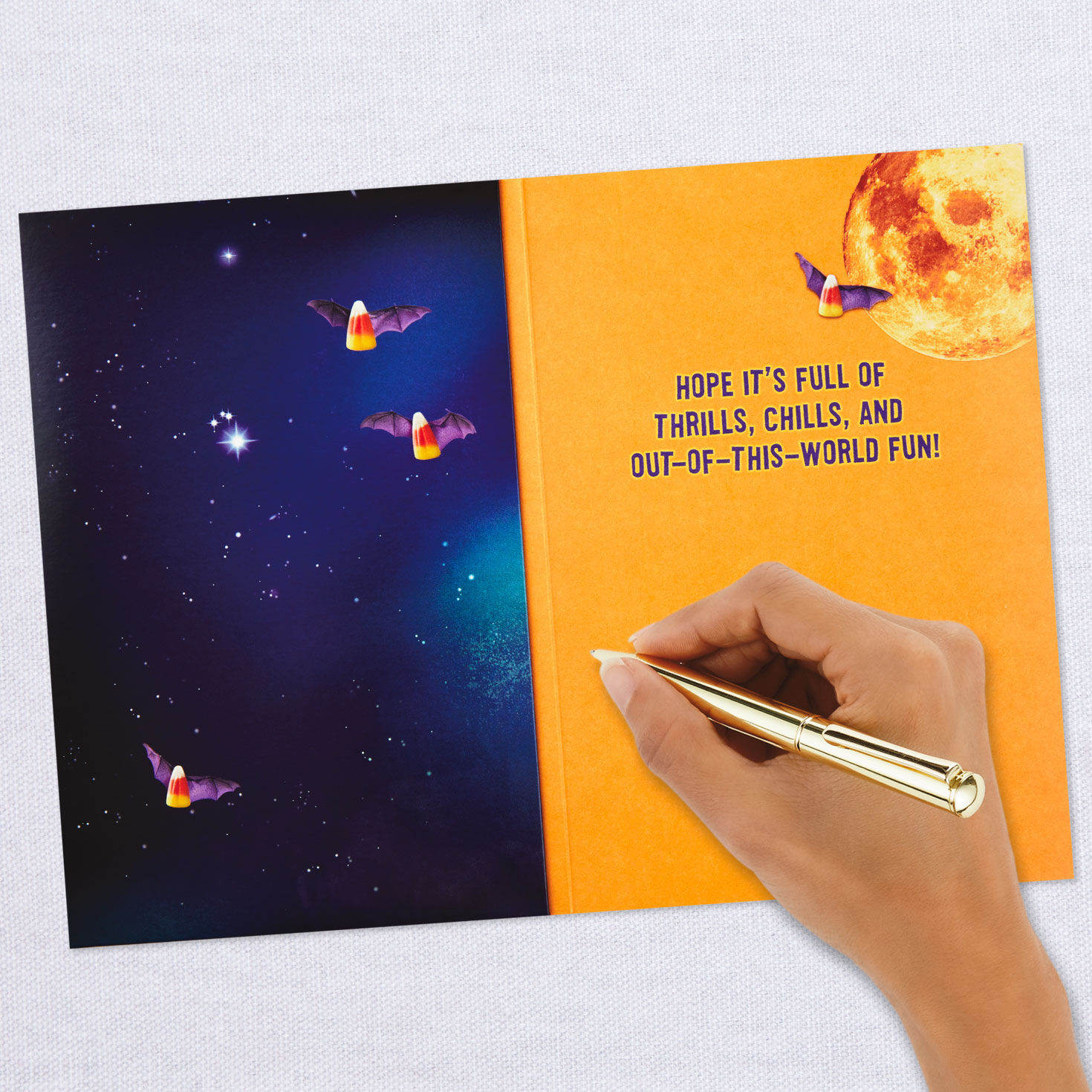 Cat on Light-Up Rocket Funny Musical Halloween Card, , large image number 6