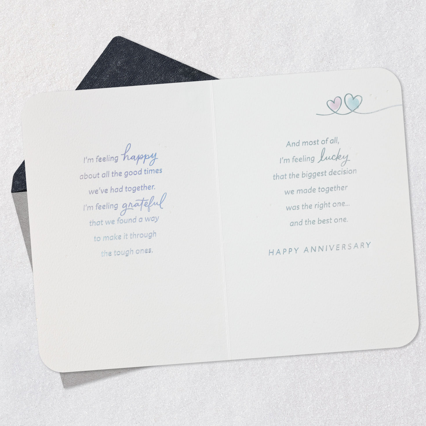 Simple Hearts Silver 25th Anniversary Card Open card with envelope image number 4