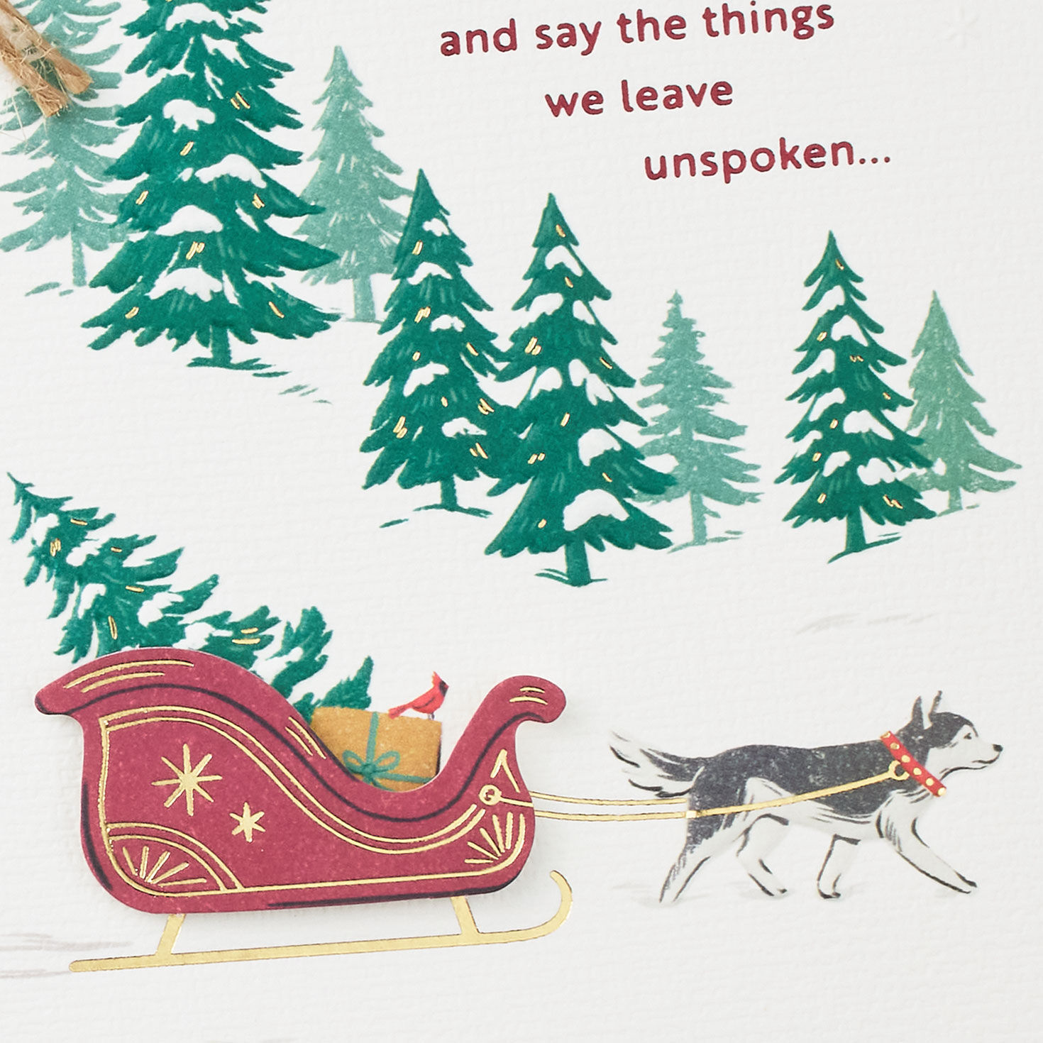 Snowy Sleigh and Husky Dog Christmas Card Card Front Detail image number 4