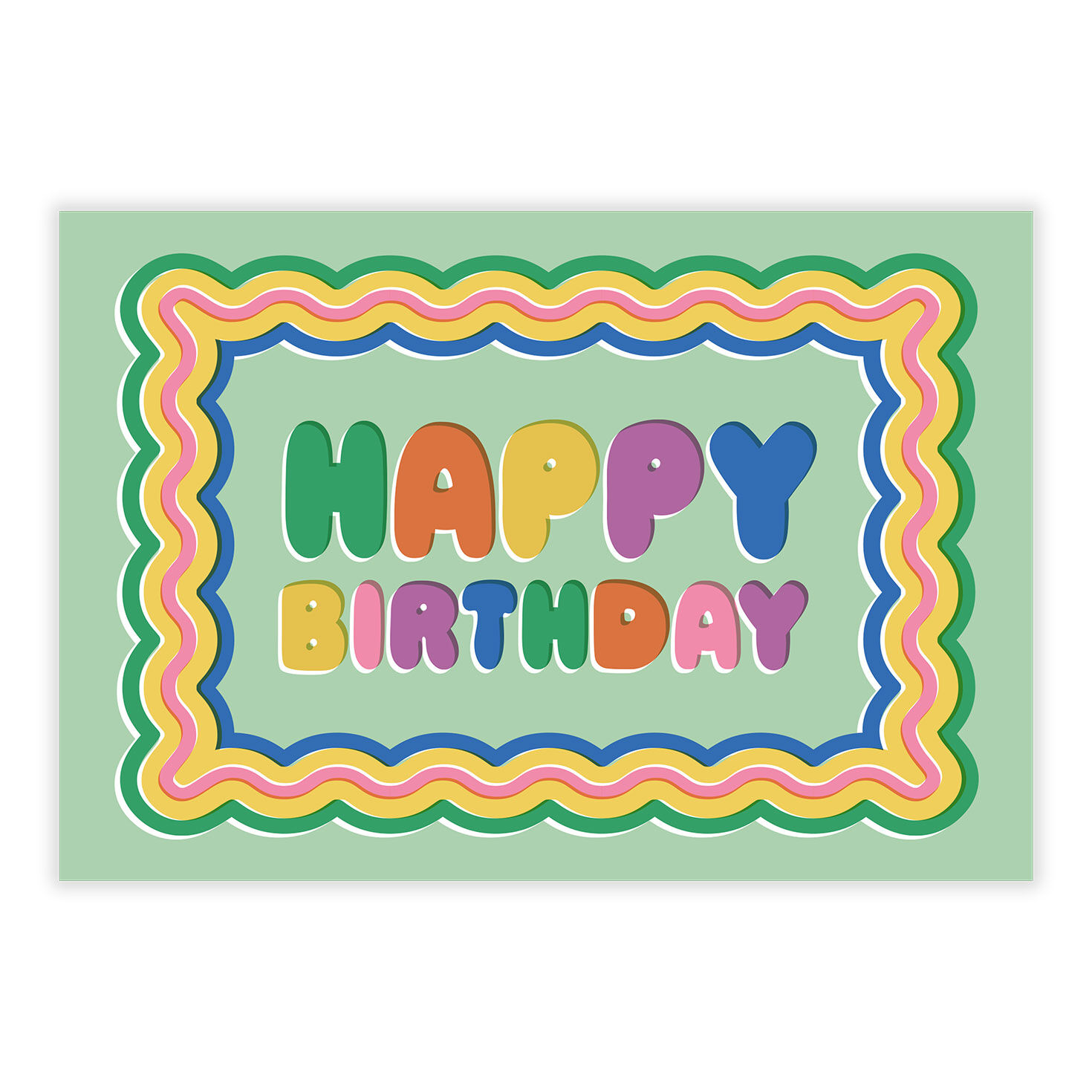 Bubble Letters Ripples Personalized Birthday Card front image number 2