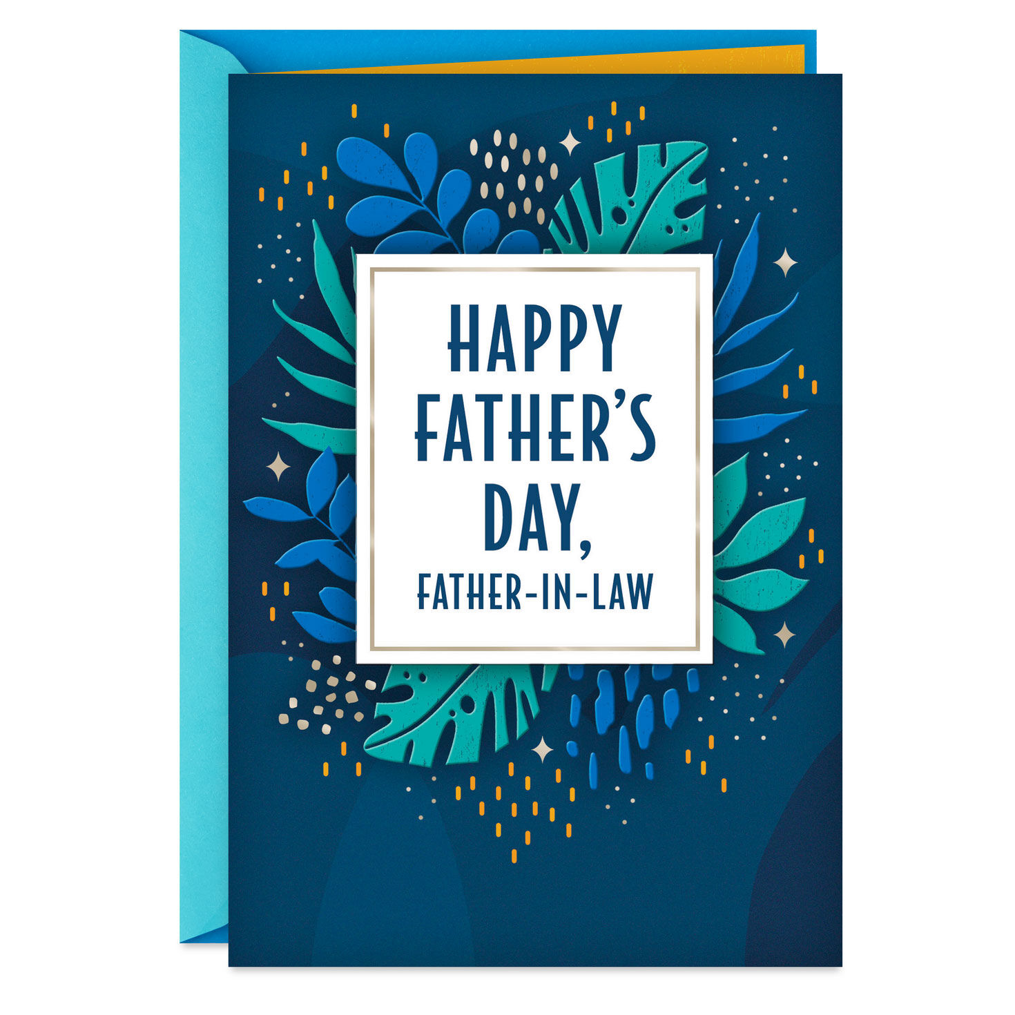 Botanical Leaves Father's Day Card for Father-in-Law Card Front image number 1