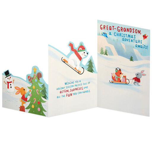 An Adventure Awaits Christmas Card for Great-Grandson, 
