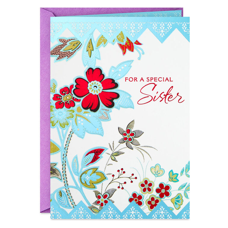 With Wishes and a Loving Hug Birthday Card for Sister