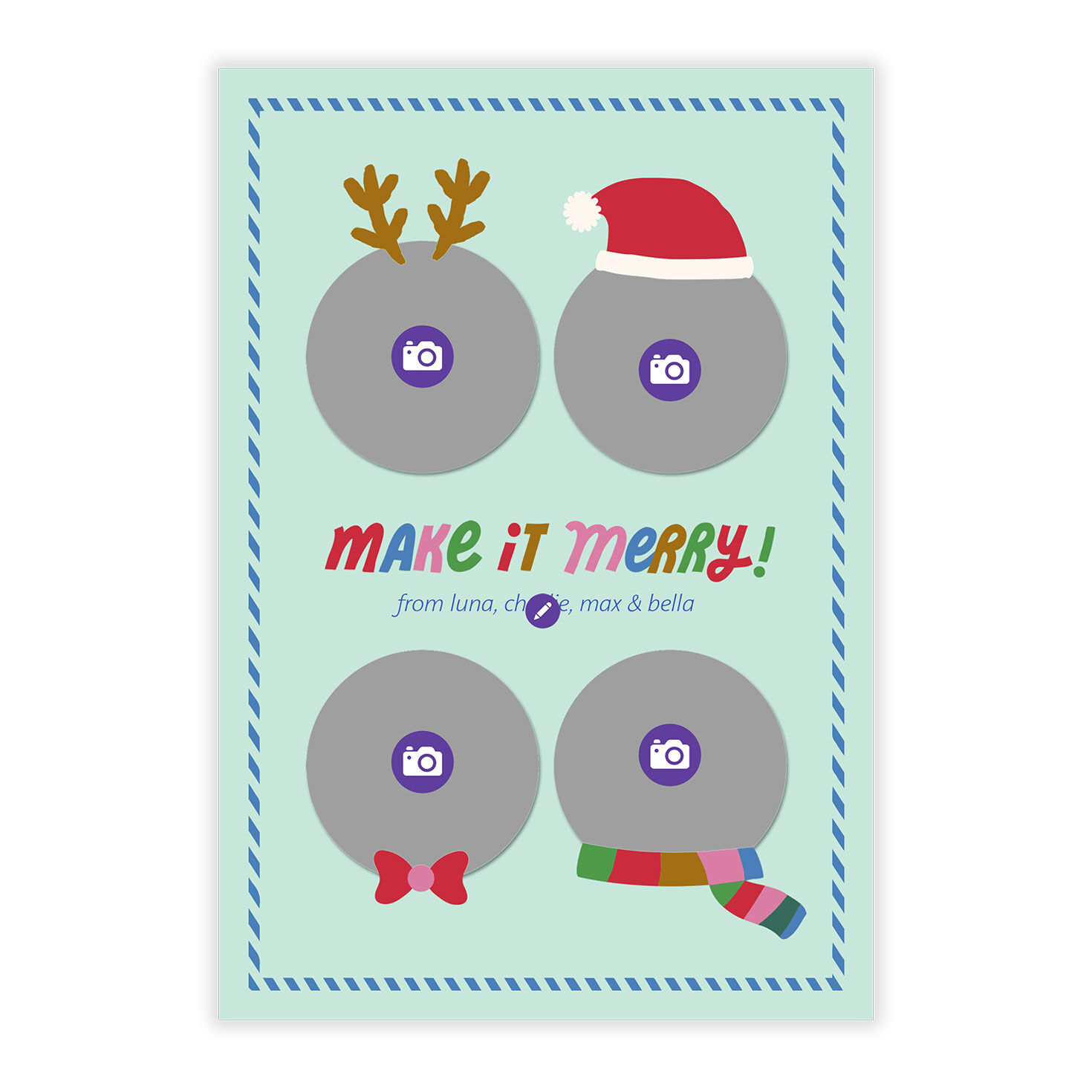 Festive Faces Flat Christmas Photo Card, , large image number 5