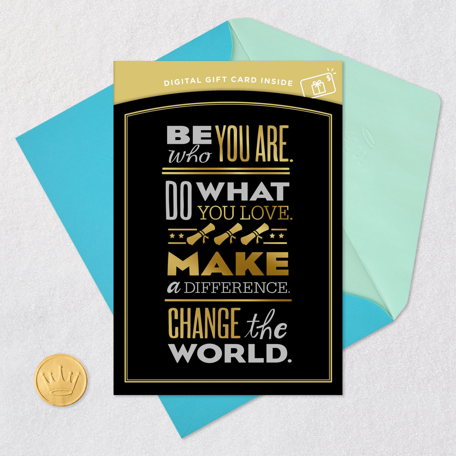 Black and Gold Quote Graduation Gift Card Greeting  image number 8