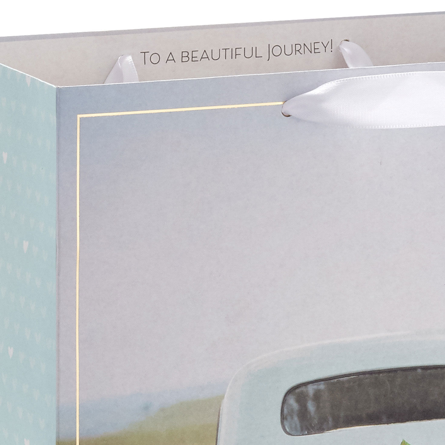 Just Married Wedding Getaway Car Large Gift Bag Handle Detail image number 4