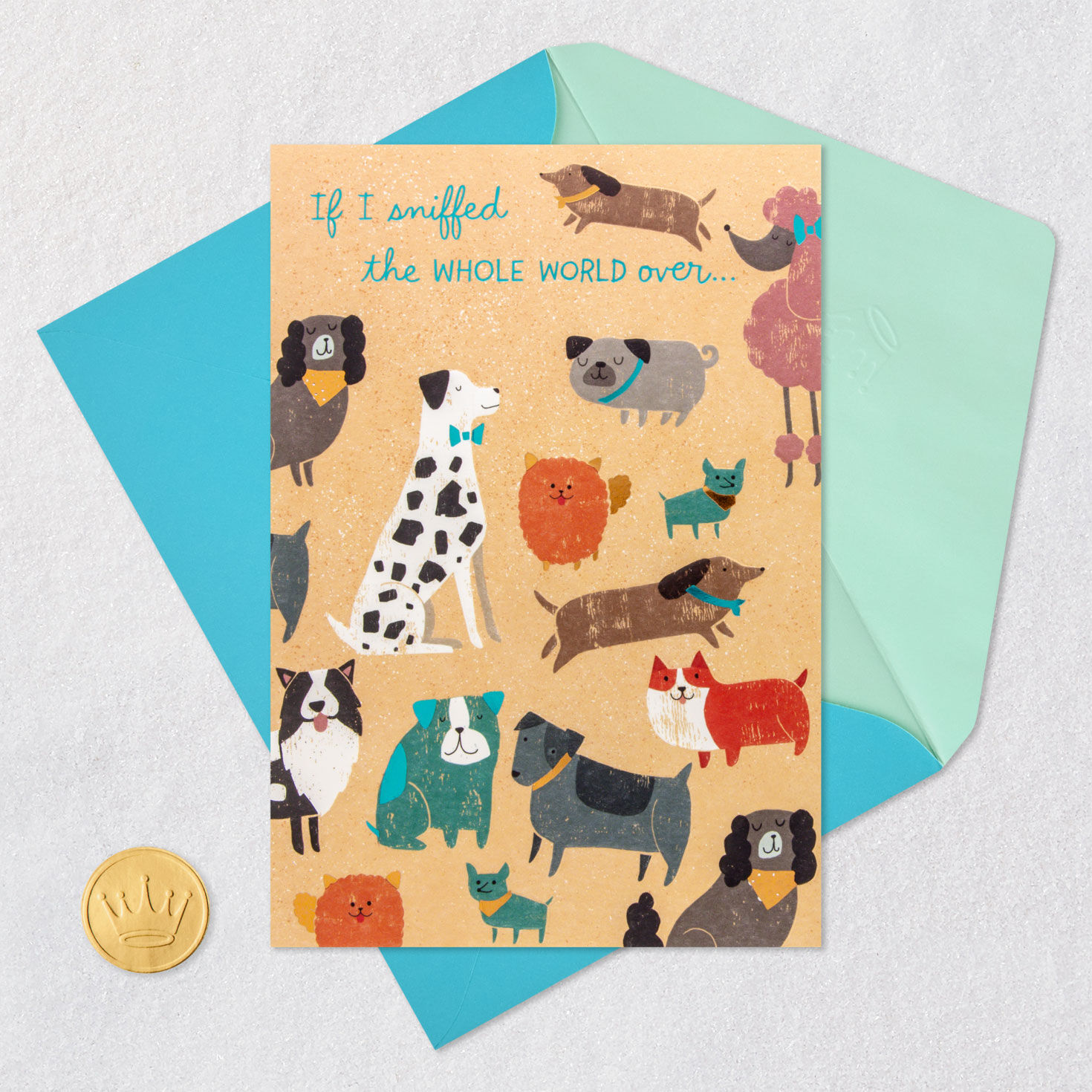 Cartoon Puppy Dogs Mother's Day Card for Pet Mom Card Front with Envelope and Gold Seal image number 5