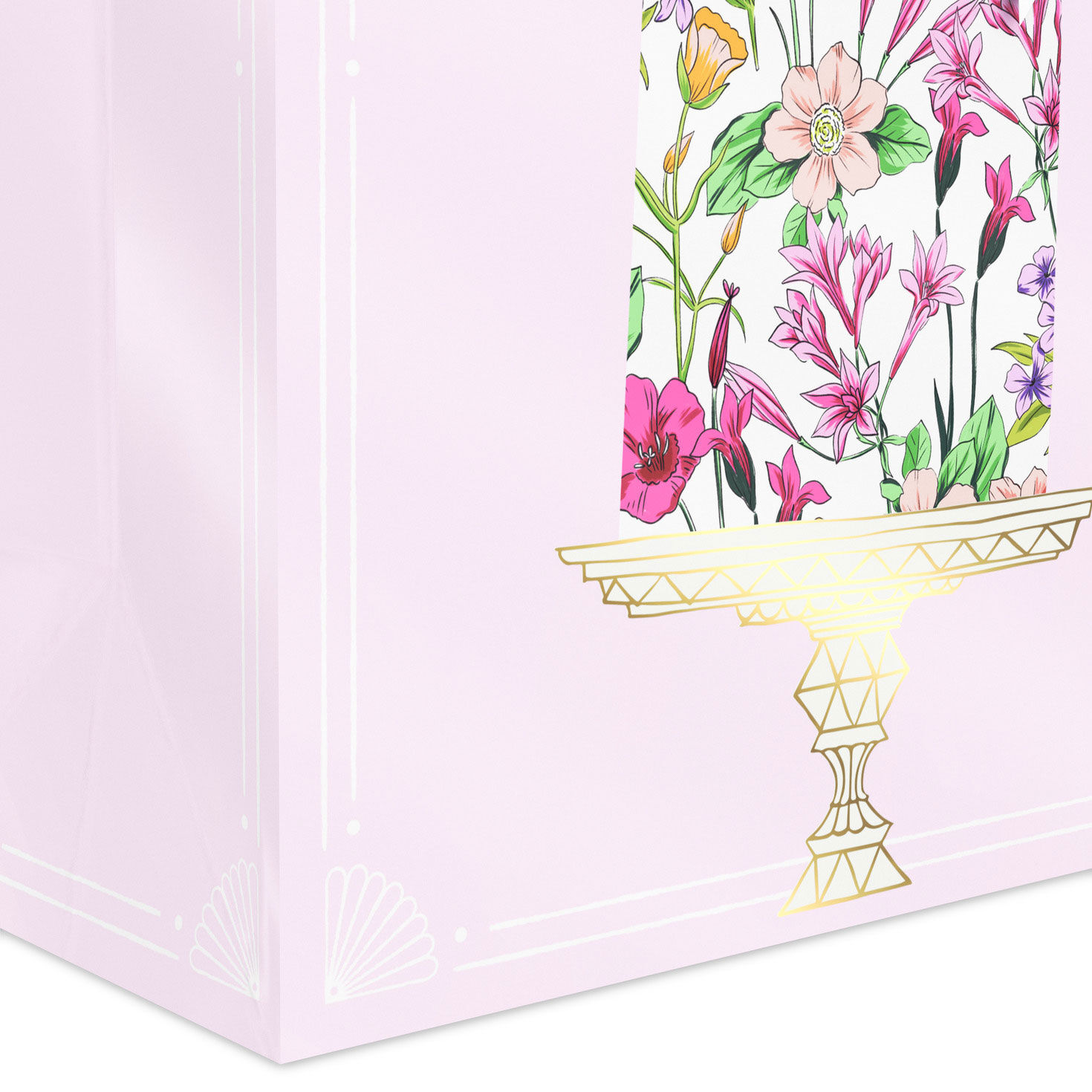 Floral Birthday Cake on Pink Medium Gift Bag Base/Side Detail image number 5