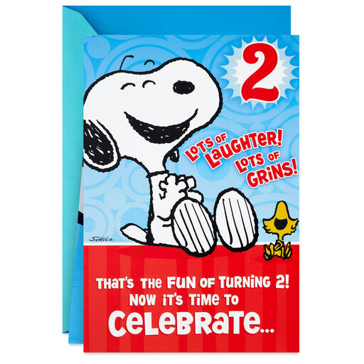Peanuts® Snoopy and Woodstock Pop-Up Hug 2nd Birthday Card, 
