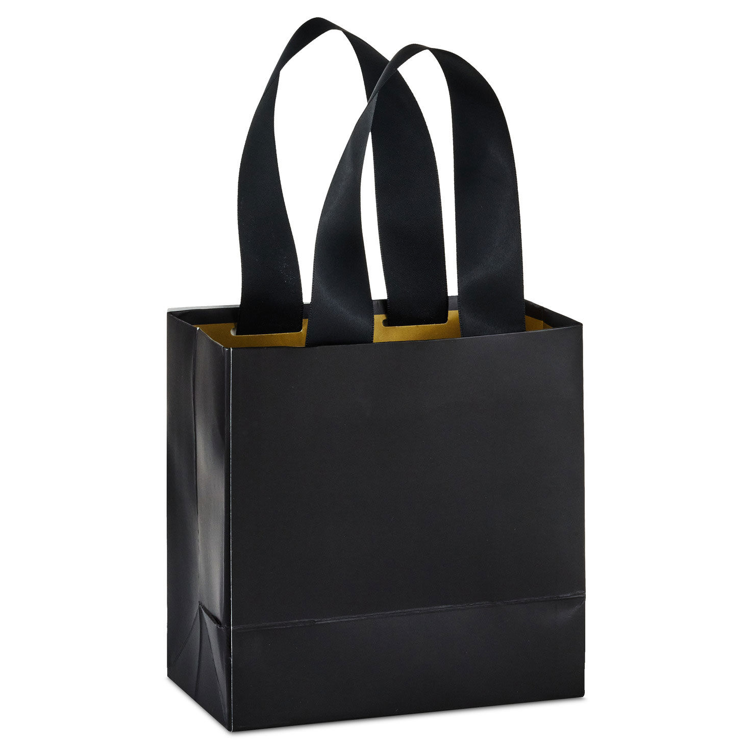 Gold Bow on Quilted Black Small Gift Bag Back image number 6