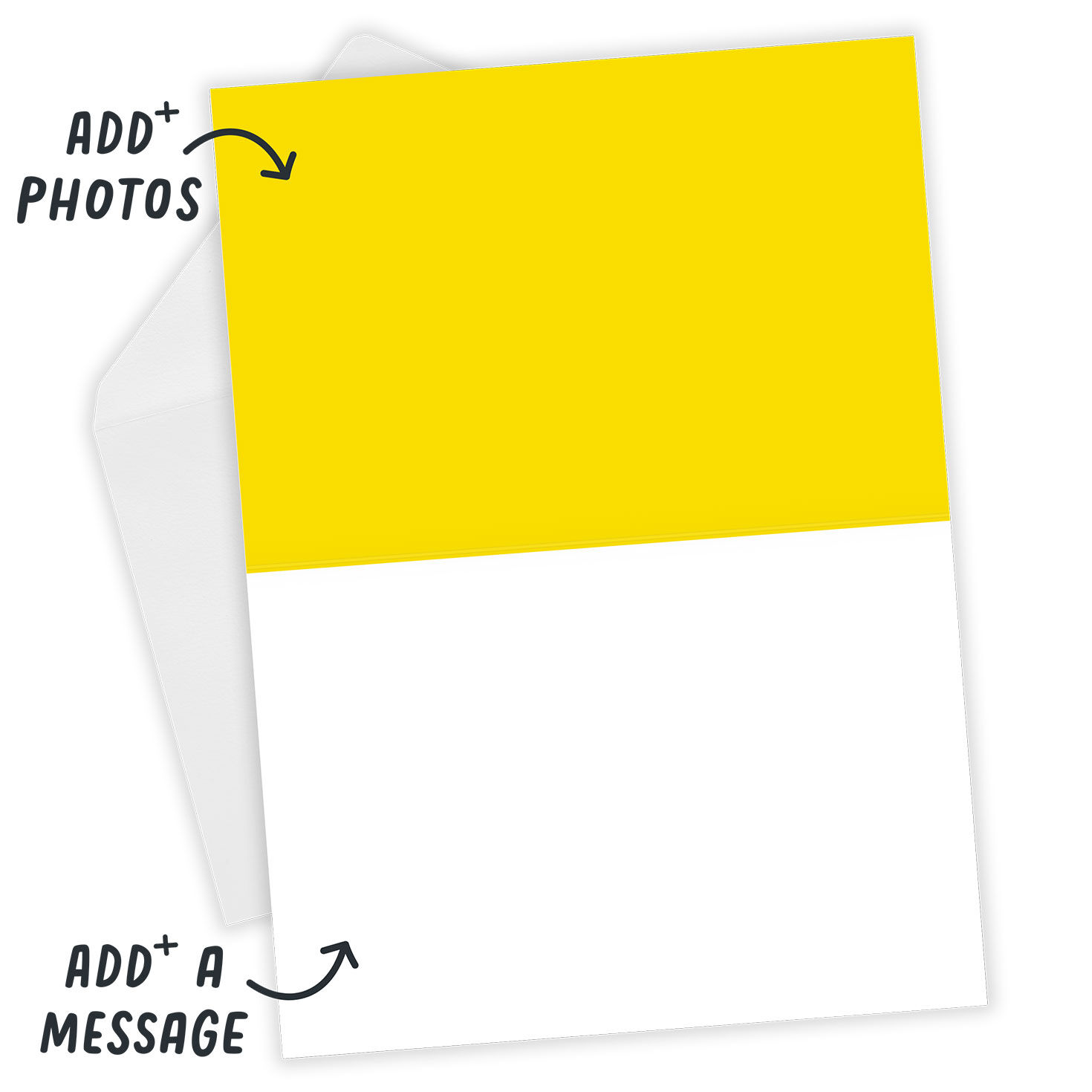 Teal Retro Letters on Yellow Thank You Card Open Card with Envelope indicating personalization image number 3