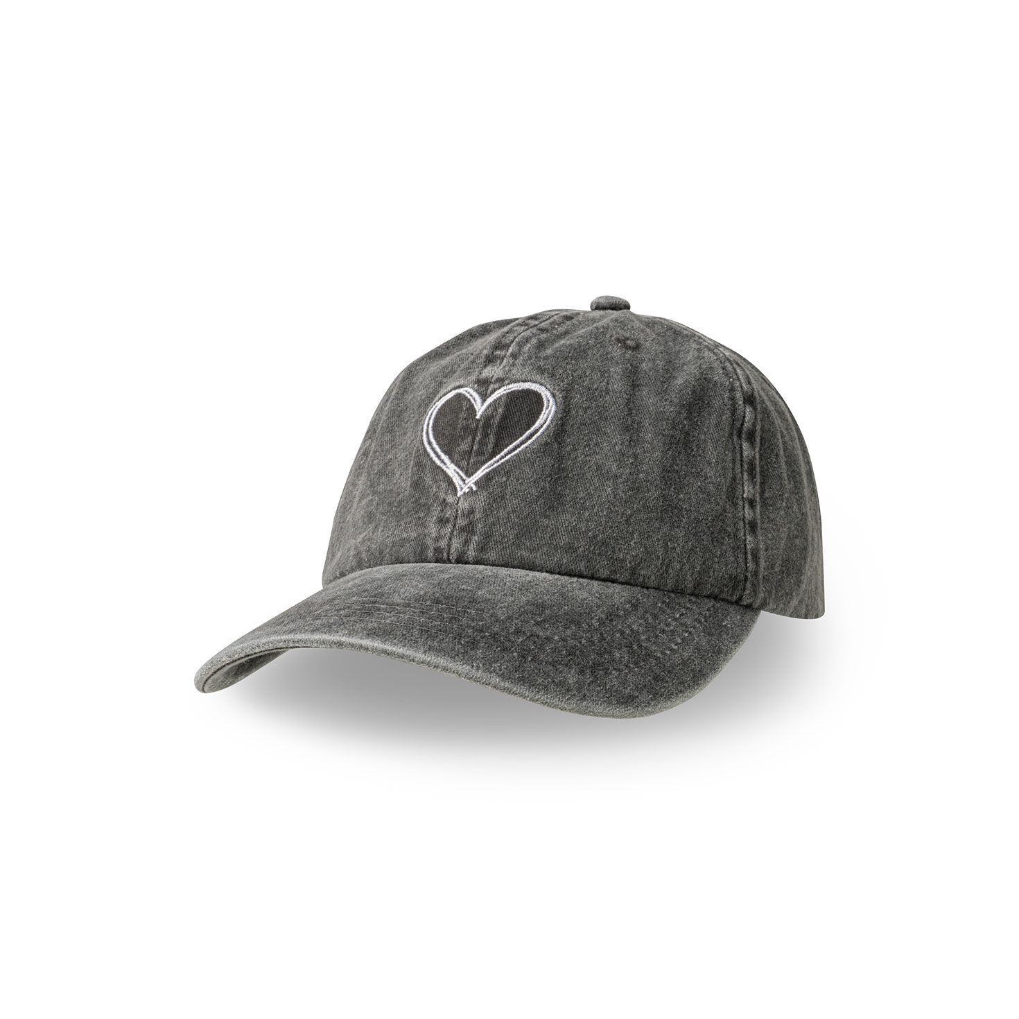 Pacific Brim Heart Icon Black Denim Baseball Cap