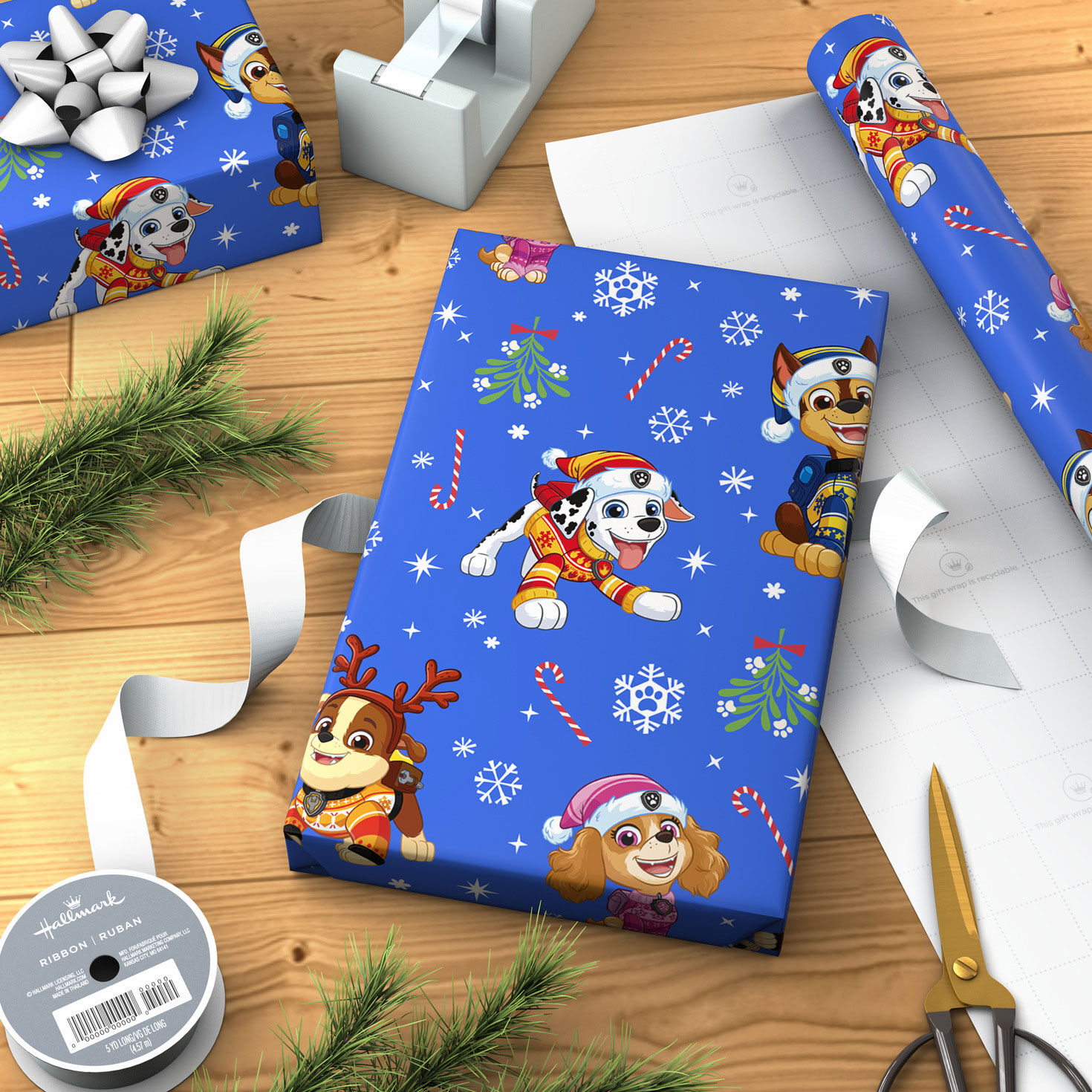 Paw Patrol Winter Fun Christmas Wrapping Paper Wrapped package image number 3