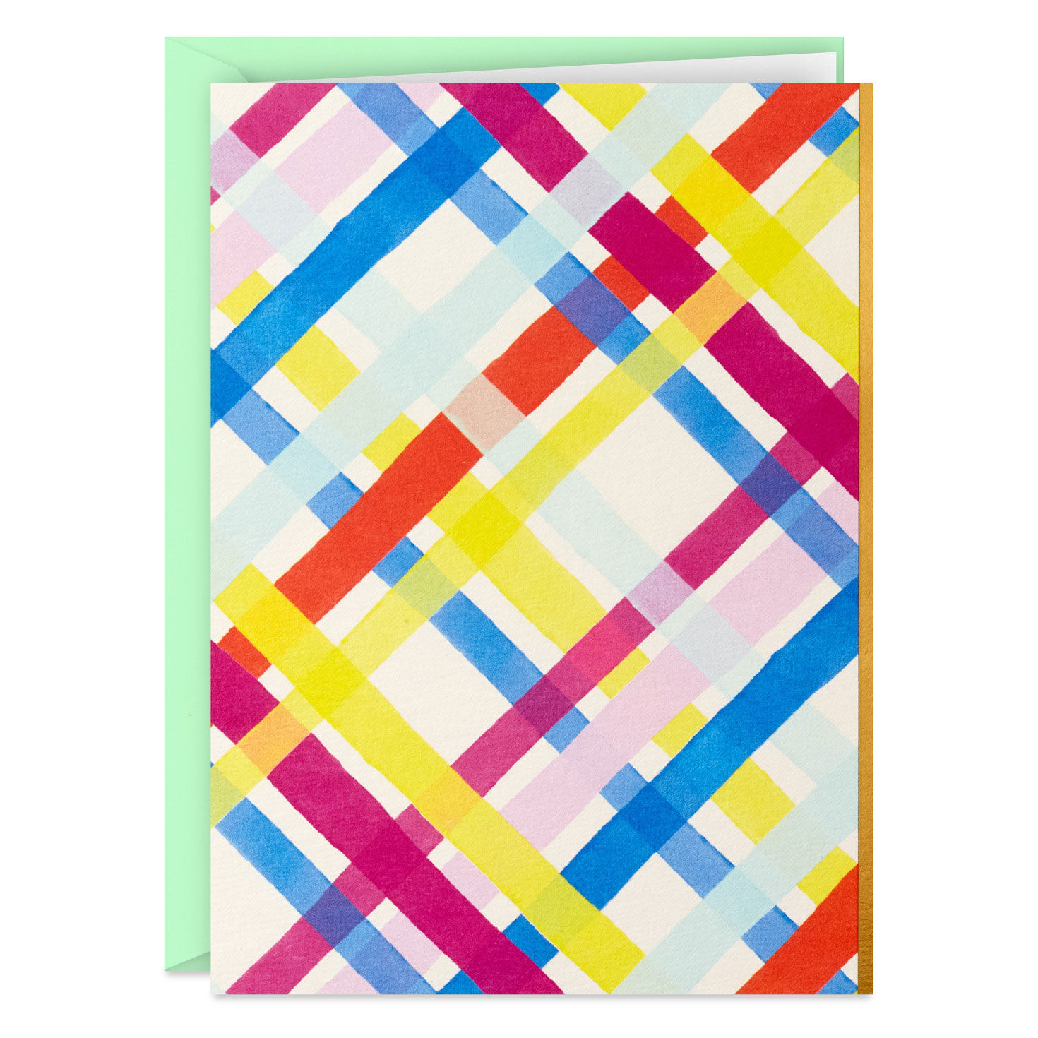 Bright Pastel Plaid Blank Note Cards, Pack of 5, , large image number 2
