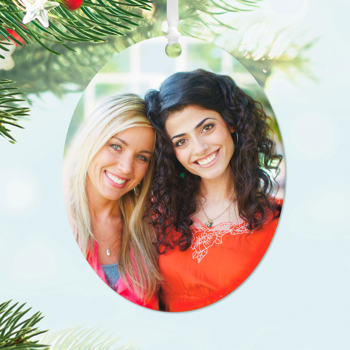 Vertical Oval Metal Personalized Ornament, Custom Photo, , large image number 2