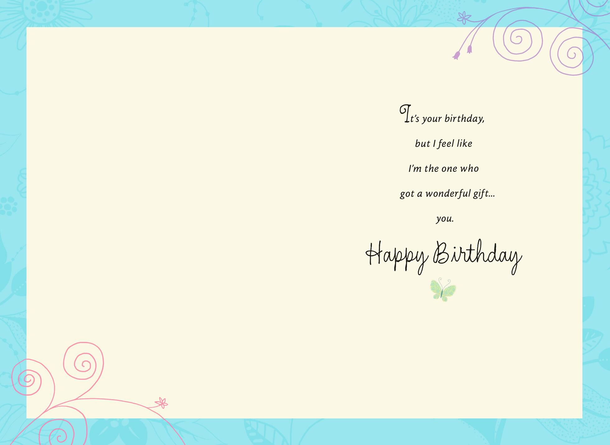 Butterflies and Swirls on Blue Birthday Card