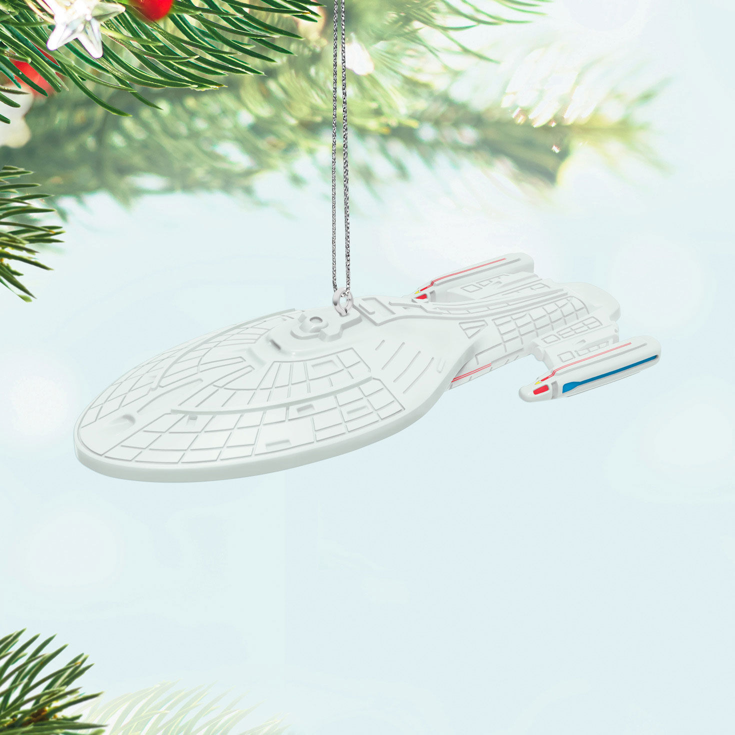 Mini Star Trek Spaceship Keepsake Ornament hanging on tree image number 2