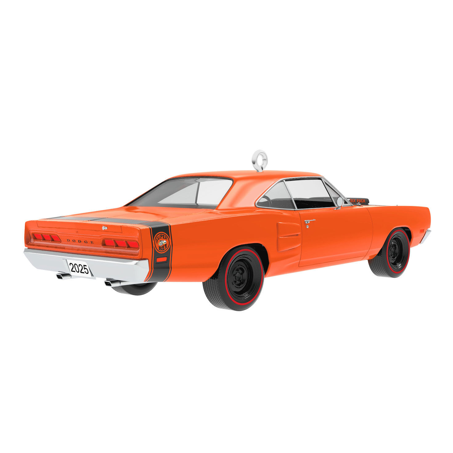 Orange Black Dodge Sports Car Keepsake Ornament Back image number 6