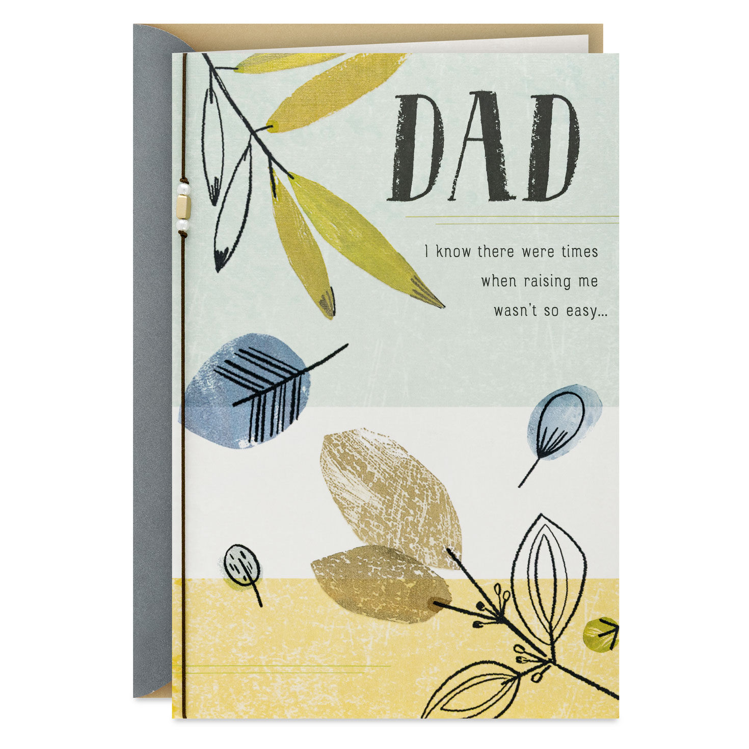 Leaves on Striped Background Dad Father's Day Card Card Front image number 1