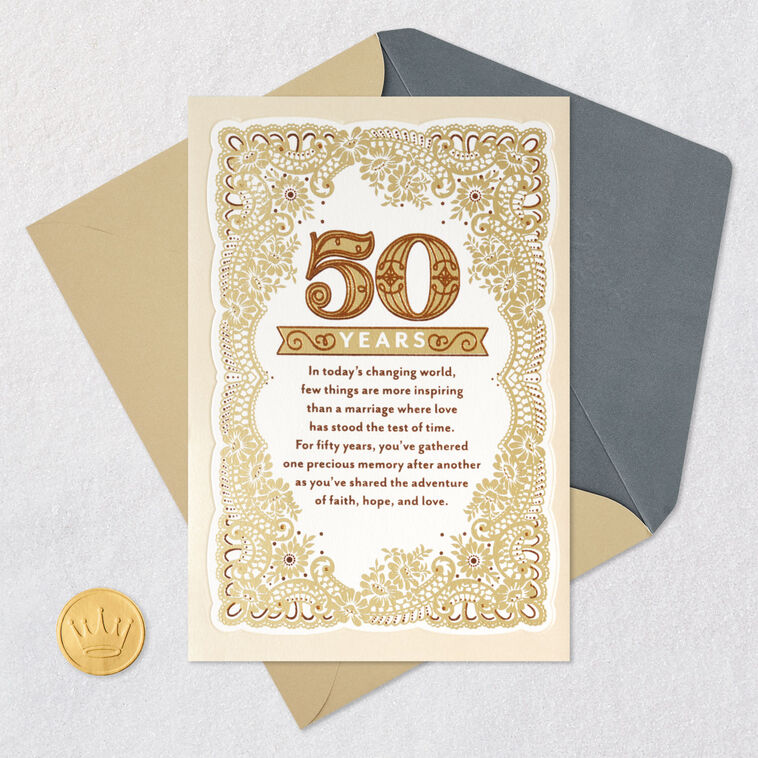 Gold Filigree Religious 50th Anniversary Card for Couple Card Front with Envelope and Gold Seal image number 7
