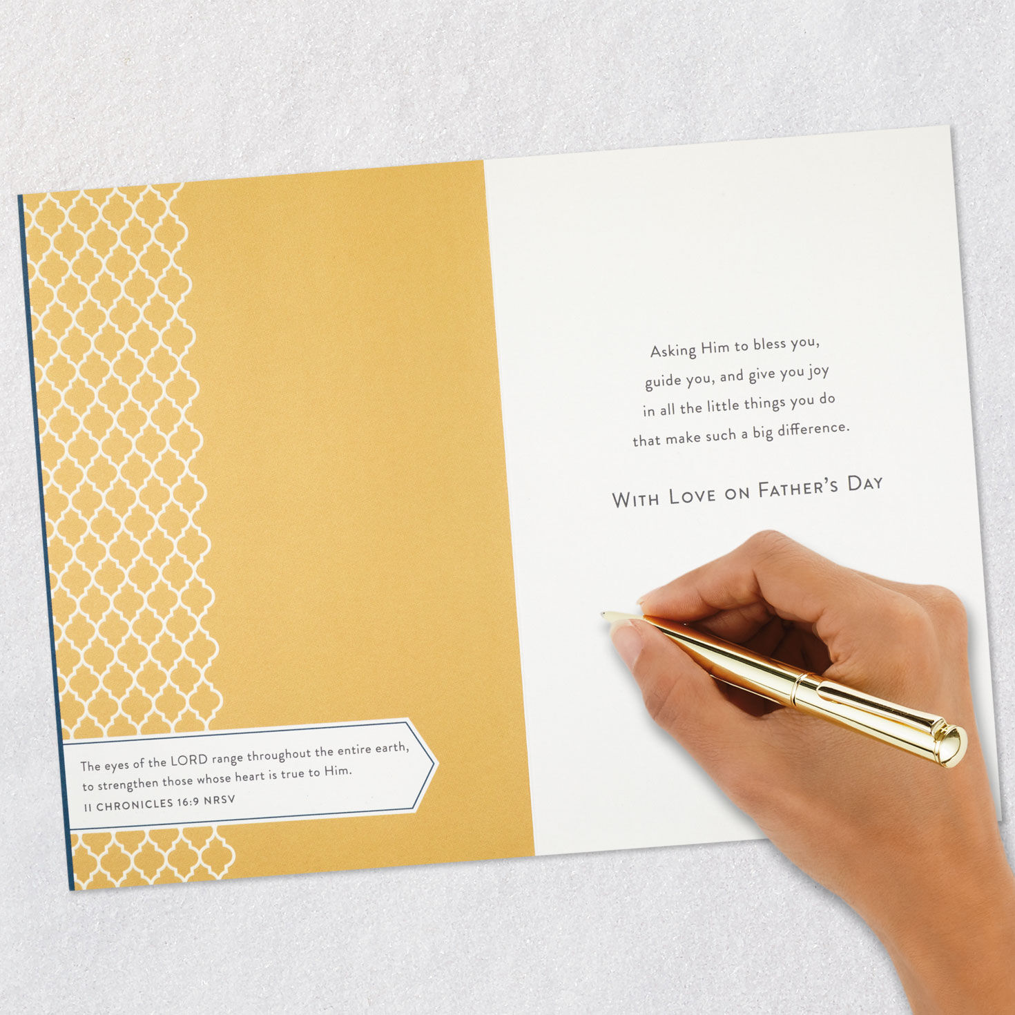 Dad and Child Religious Father's Day Card for Son Signing card image number 7