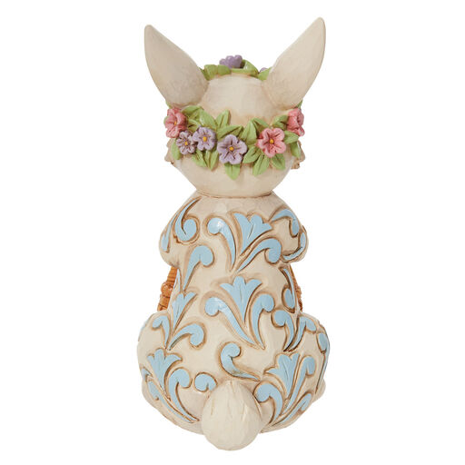 Jim Shore Pint Bunny With Floral Crown and Basket Figurine, 5", 