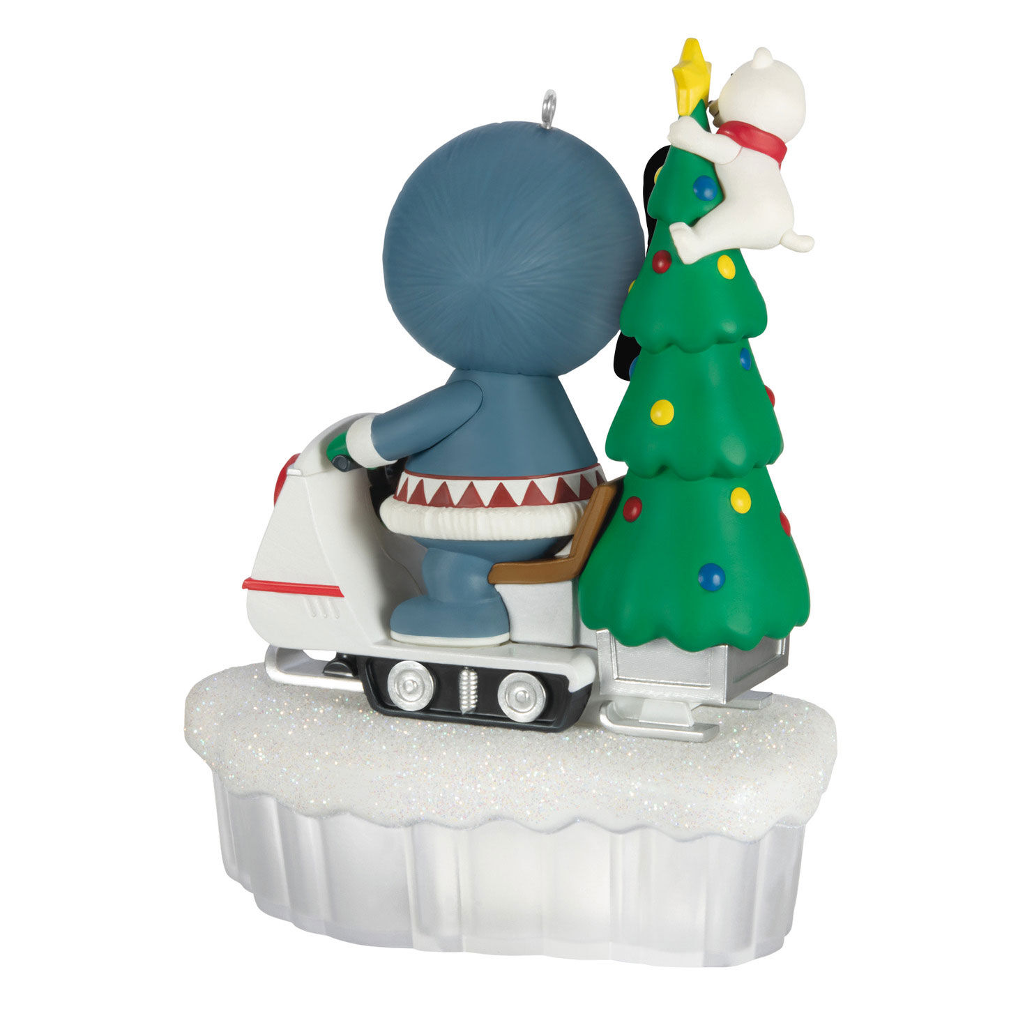 Eskimo and Tree on Snowmobile Keepsake Ornament Back image number 6