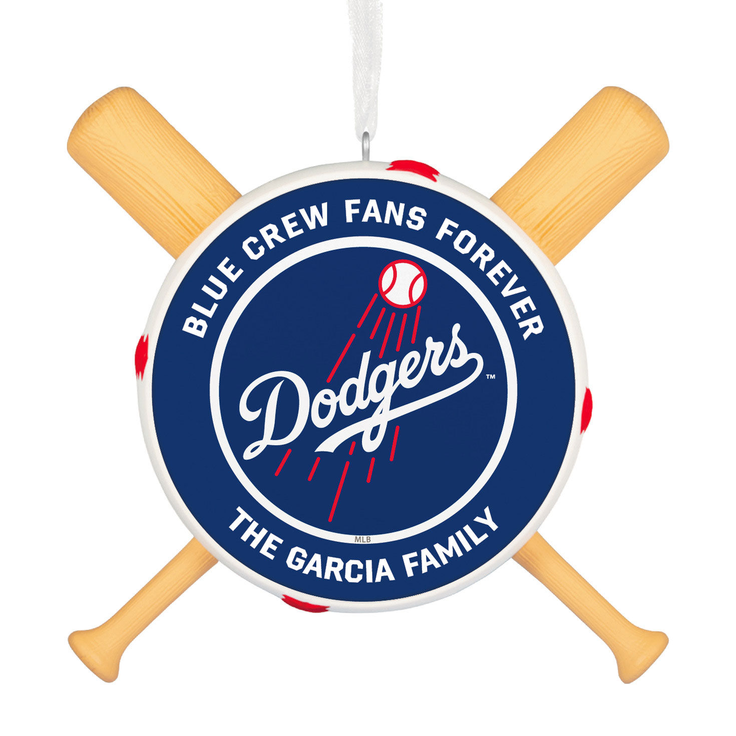 MLB Los Angeles Dodgers™ Baseball Personalized Ornament, Custom Text