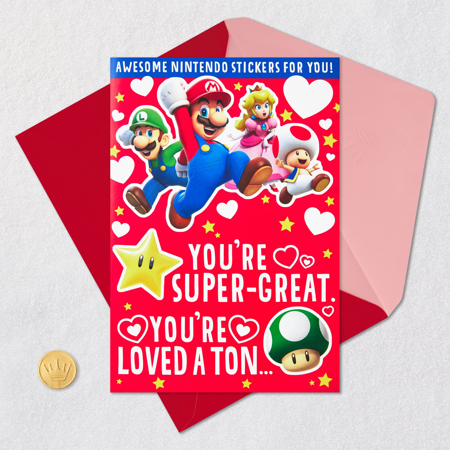 Nintendo Super Mario™ Valentine's Day Card With Puffy Stickers for only USD 5.99 | Hallmark