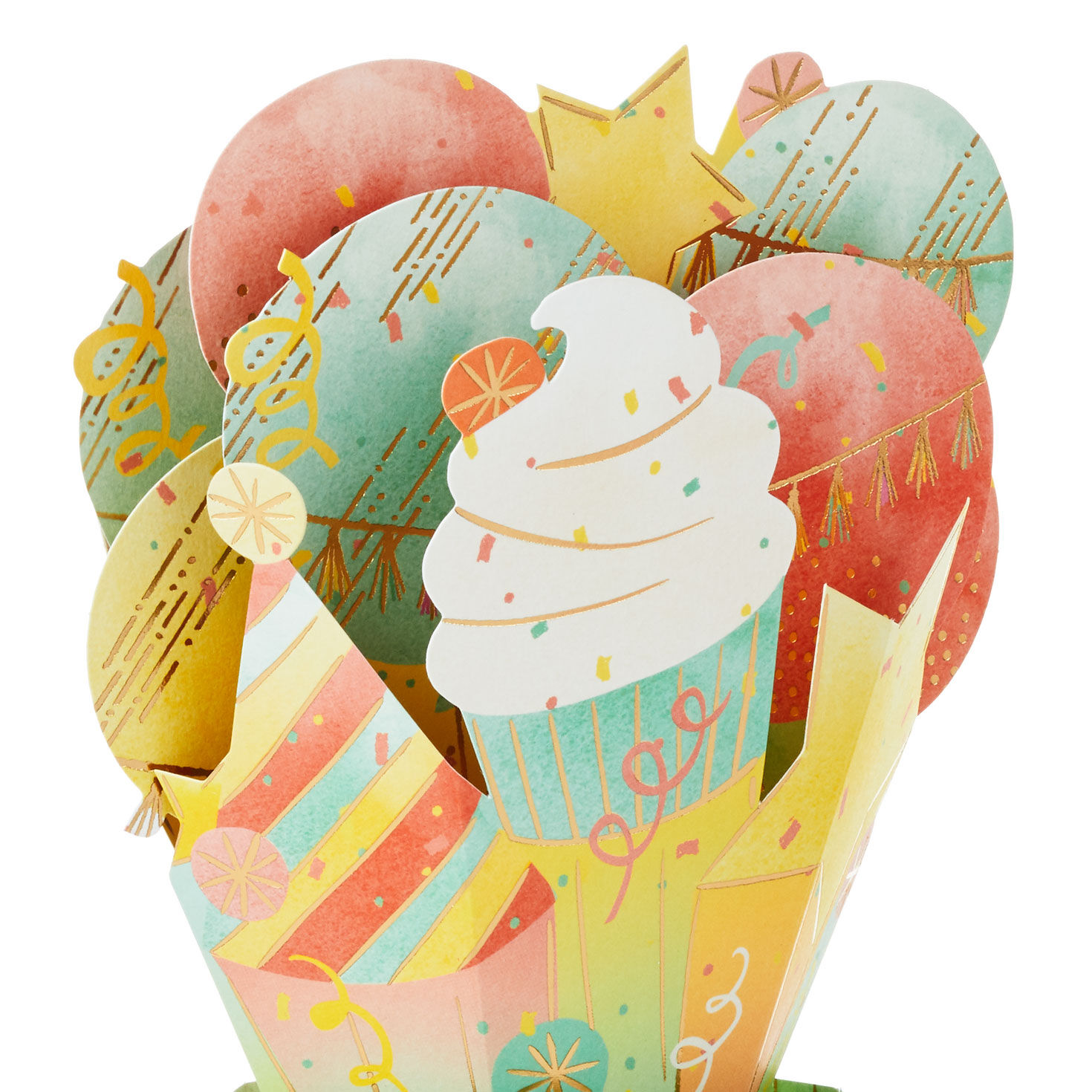 Celebrating You Cupcake, Stars and Balloons 3D Pop-Up Birthday Card, , large image number 6